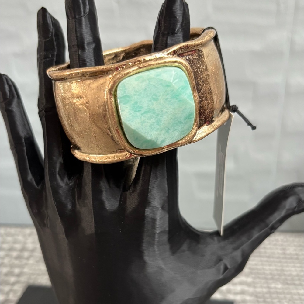 Robert Lee Morris Goldplated Turquoise Stone Bracelet - Picture 9 of 14